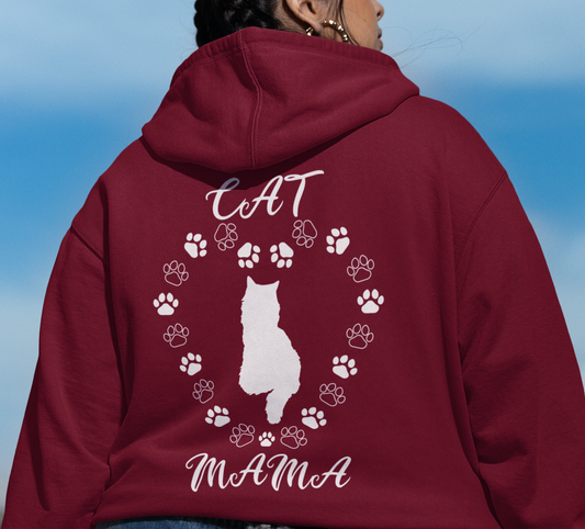 Cat Mama White Full Zip Hoodie
