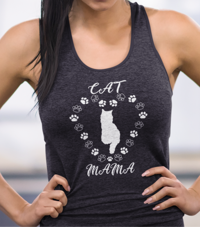 Cat Mama White Women's Racerback Tank Top