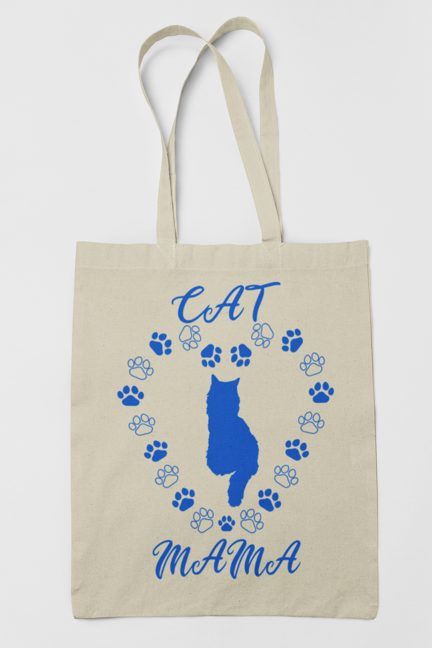 Cat Mama In Blue Canvas Tote Bag