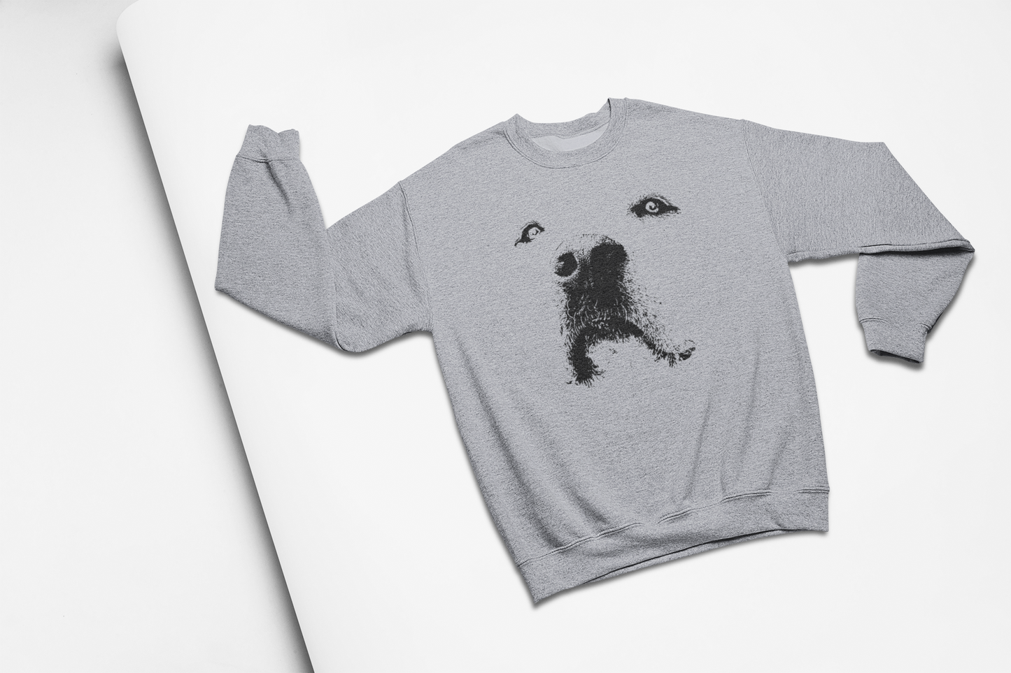 Dog Face Graphic Fleece Crew Sweatshirt