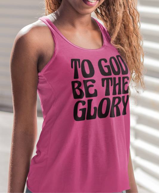 To God Be The Glory Black Text Racerback Tank Top