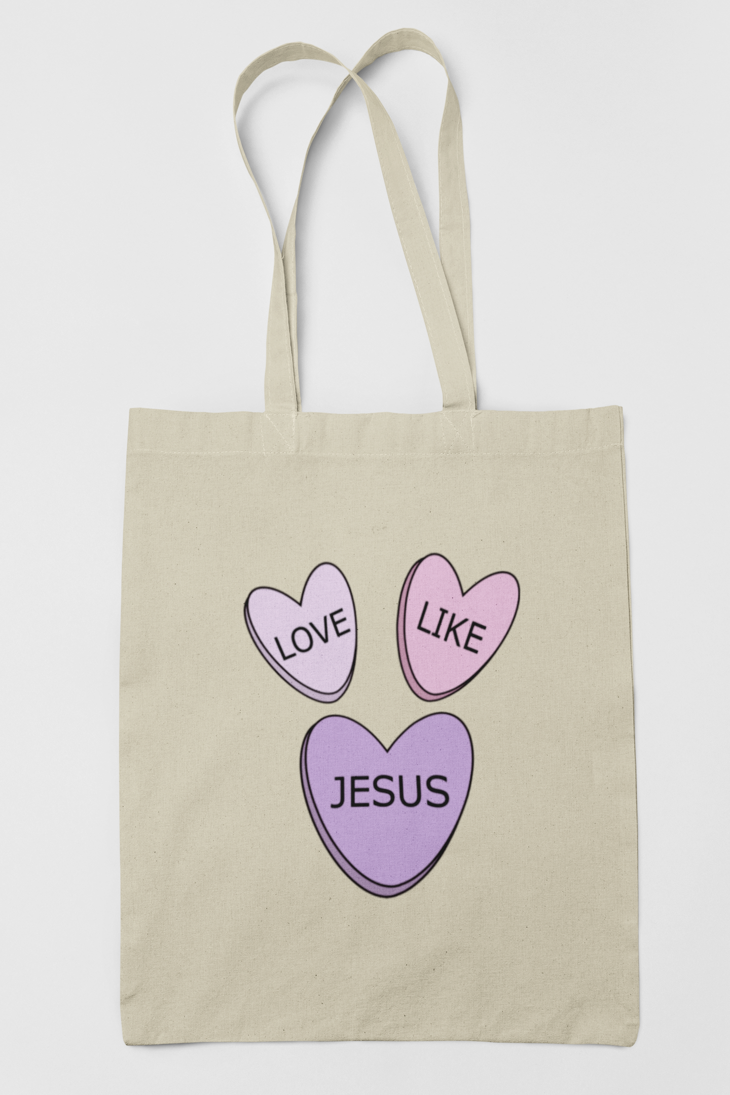 Love Like Jesus Candy Hearts Tote Bag