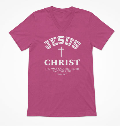 Jesus Christ The Way The Truth and the Life Women's V-Neck T-Shirt