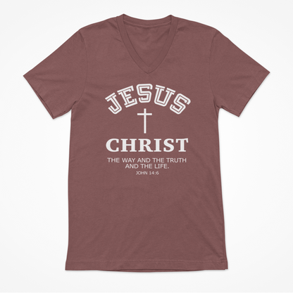 Jesus Christ The Way The Truth and the Life Women's V-Neck T-Shirt