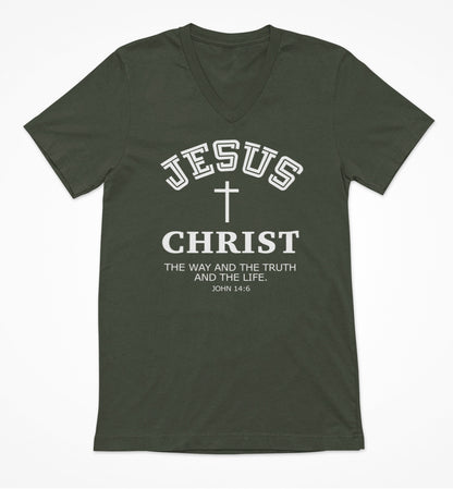 Jesus Christ The Way The Truth and the Life Women's V-Neck T-Shirt
