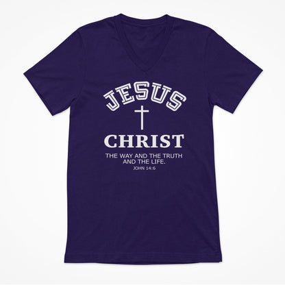 Jesus Christ The Way The Truth and the Life Women's V-Neck T-Shirt