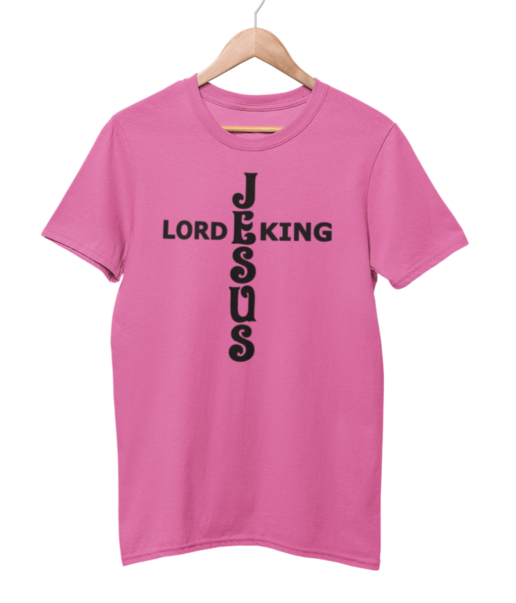 Jesus King Lord Black Text T-Shirt