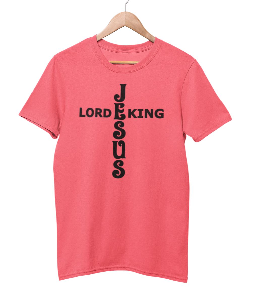 Jesus King Lord Black Text T-Shirt