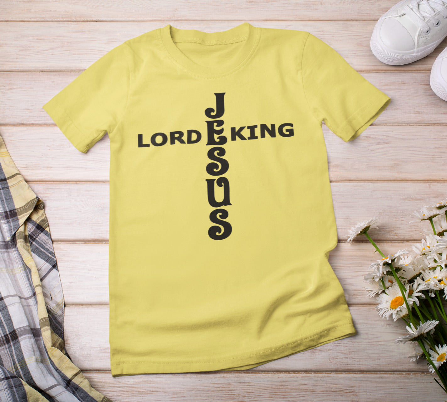 Jesus King Lord Black Text T-Shirt