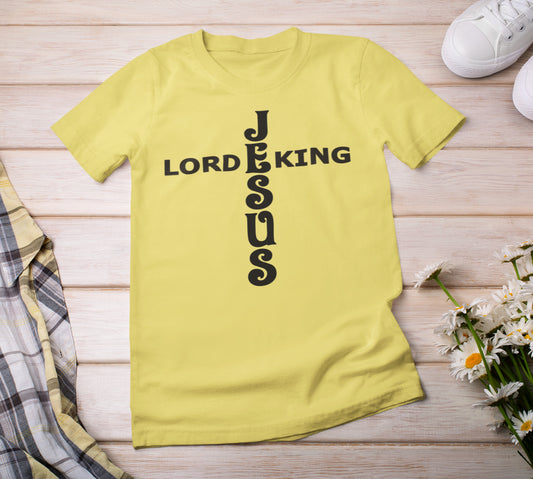 Jesus King Lord Black Text T-Shirt