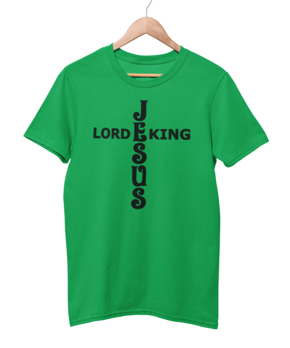 Jesus King Lord Black Text T-Shirt
