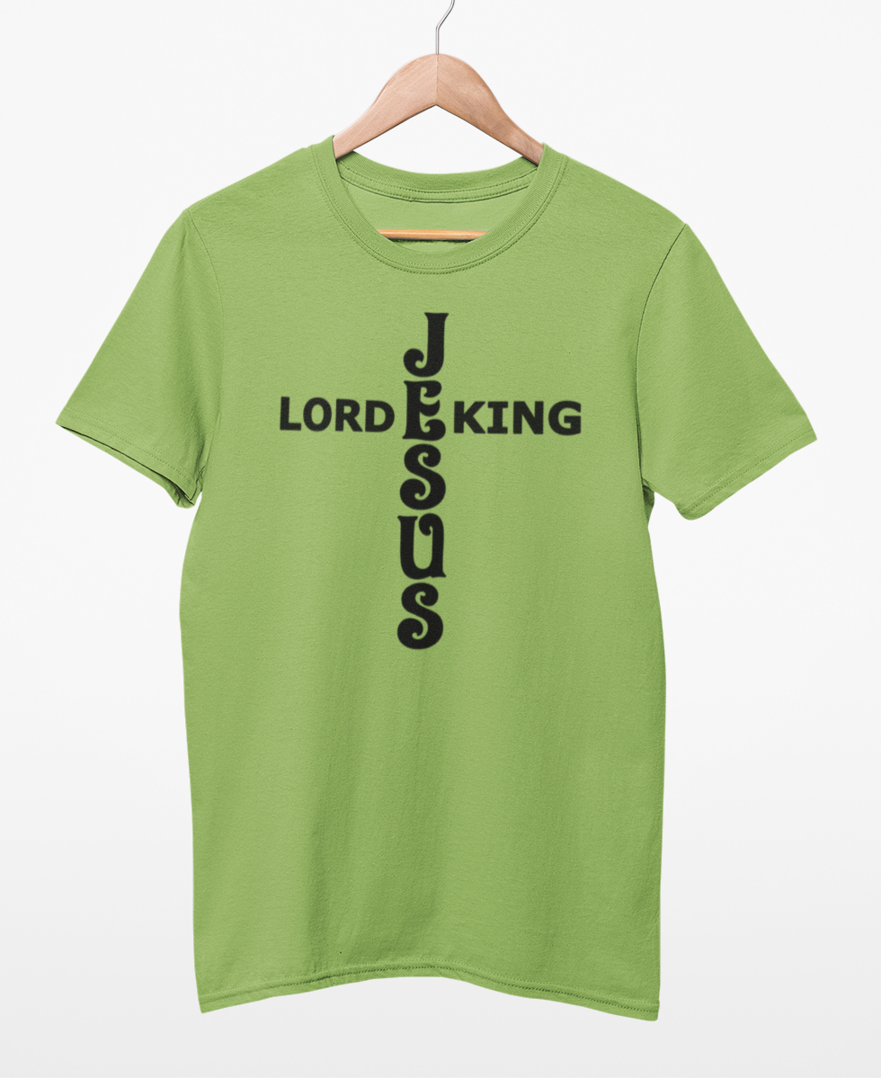 Jesus King Lord Black Text T-Shirt