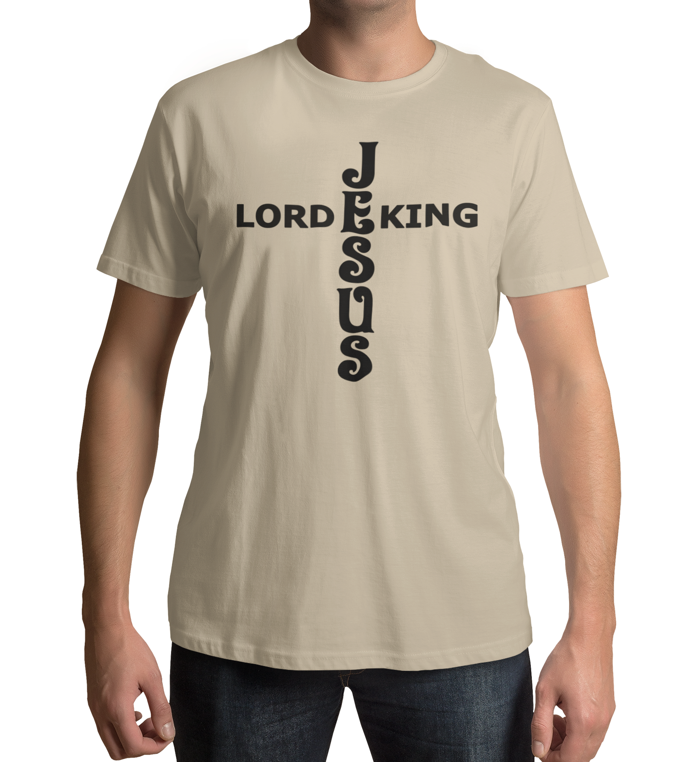 Jesus King Lord Black Text T-Shirt