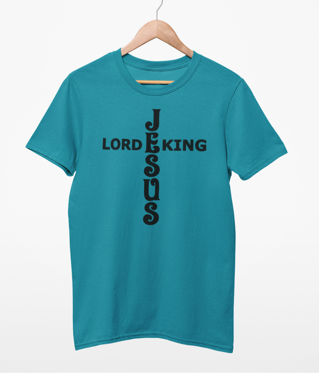 Jesus King Lord Black Text T-Shirt