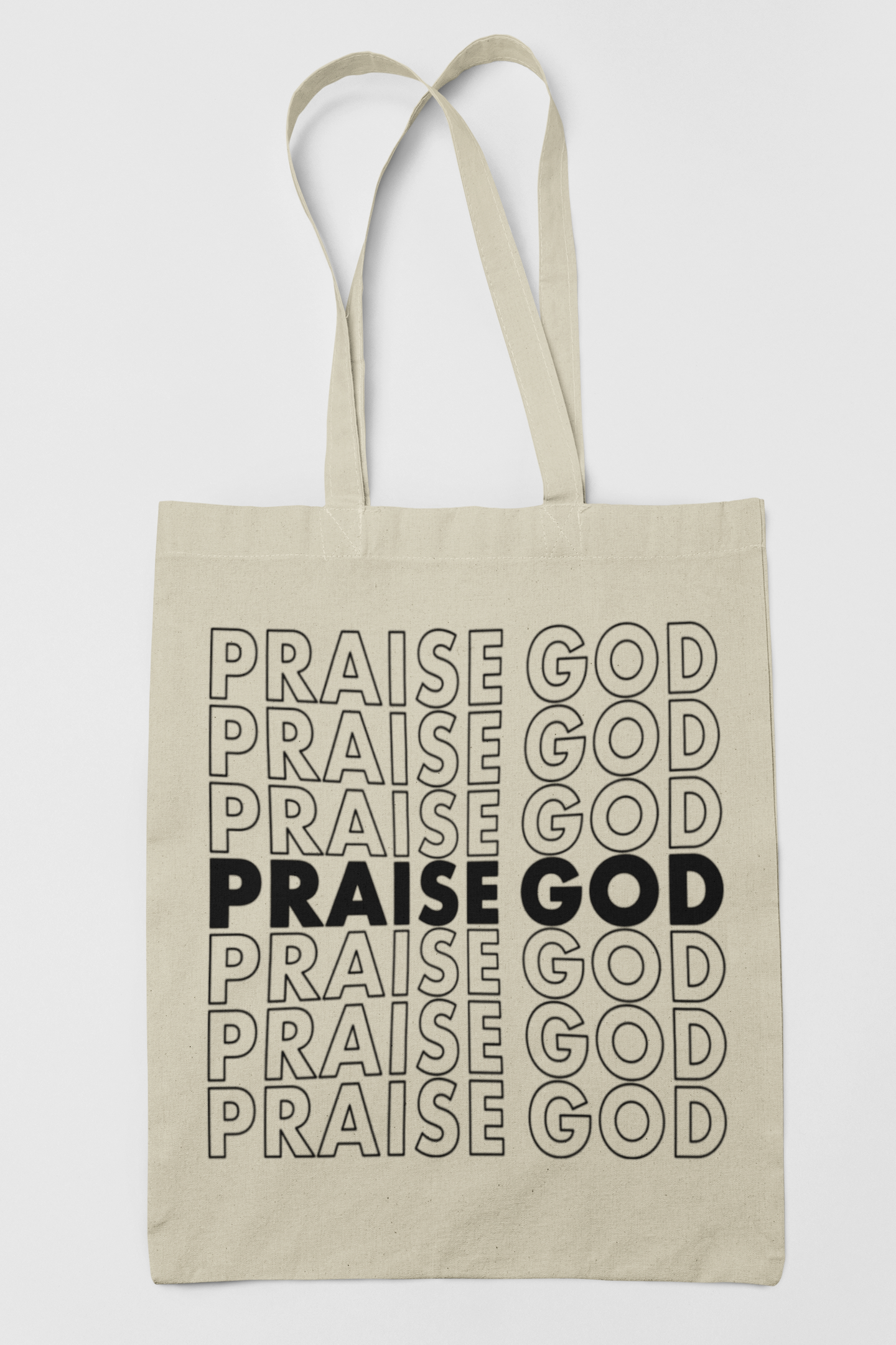 Praise God Black Text Canvas Tote Bag