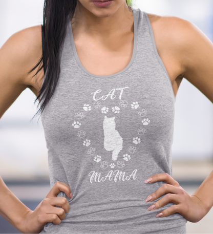 Cat Mama White Women's Racerback Tank Top