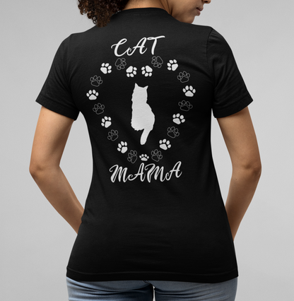 Cat Mama White Women's V-Neck T-Shirt