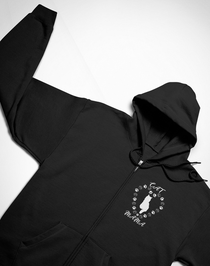 Cat Mama White Full Zip Hoodie