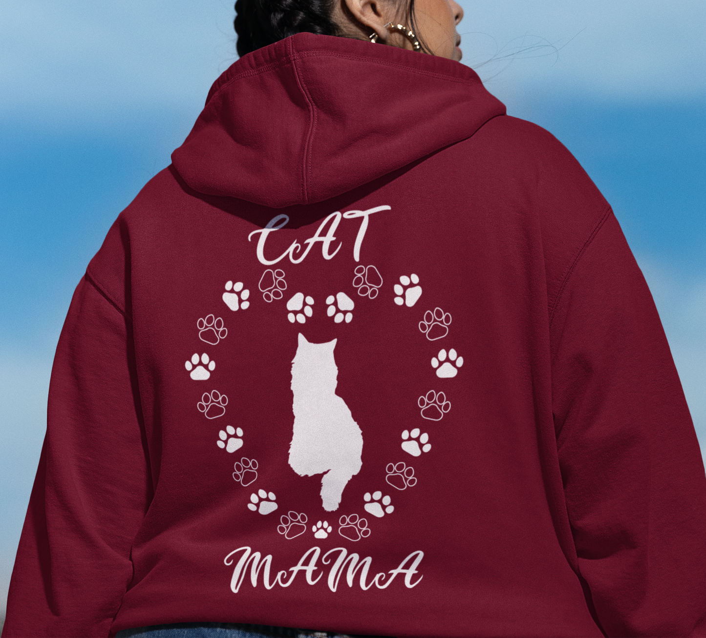 Cat Mama White Full Zip Hoodie