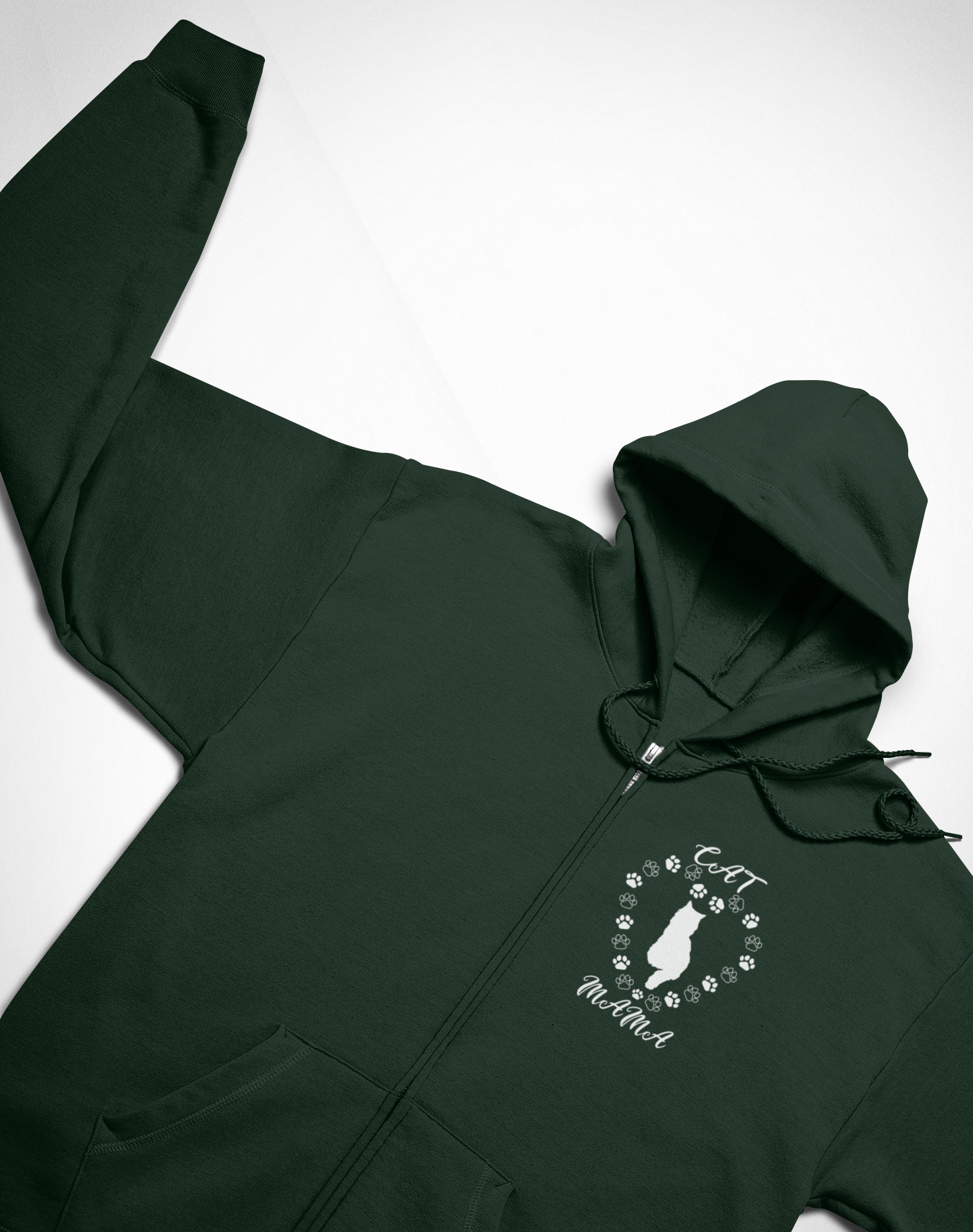 Cat Mama White Full Zip Hoodie