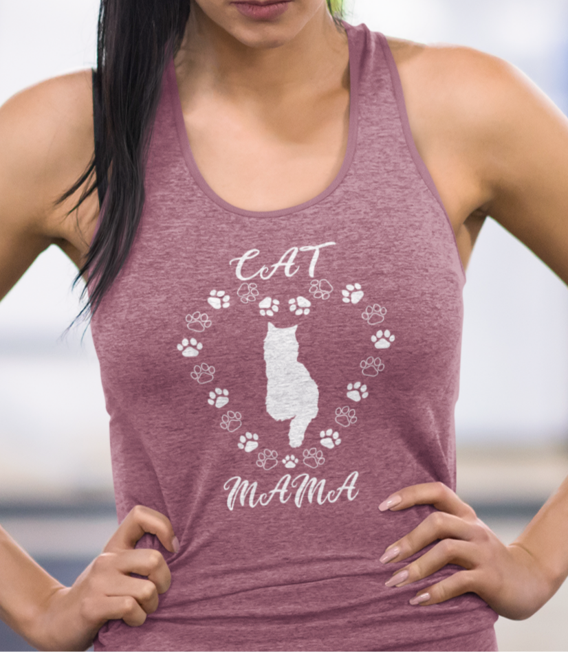 Cat Mama White Women's Racerback Tank Top