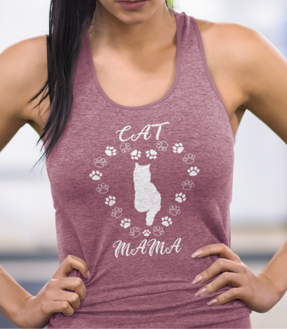 Cat Mama White Women's Racerback Tank Top