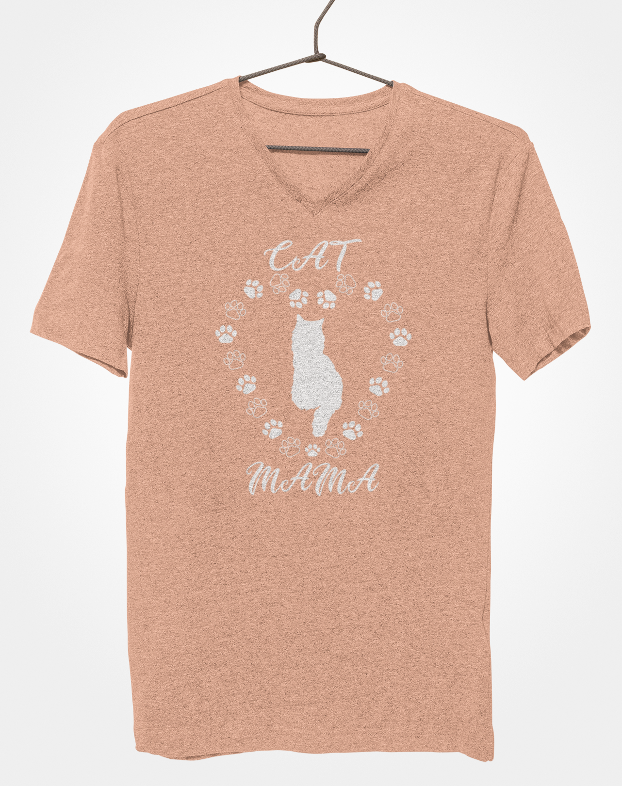 Cat Mama White Women's V-Neck T-Shirt