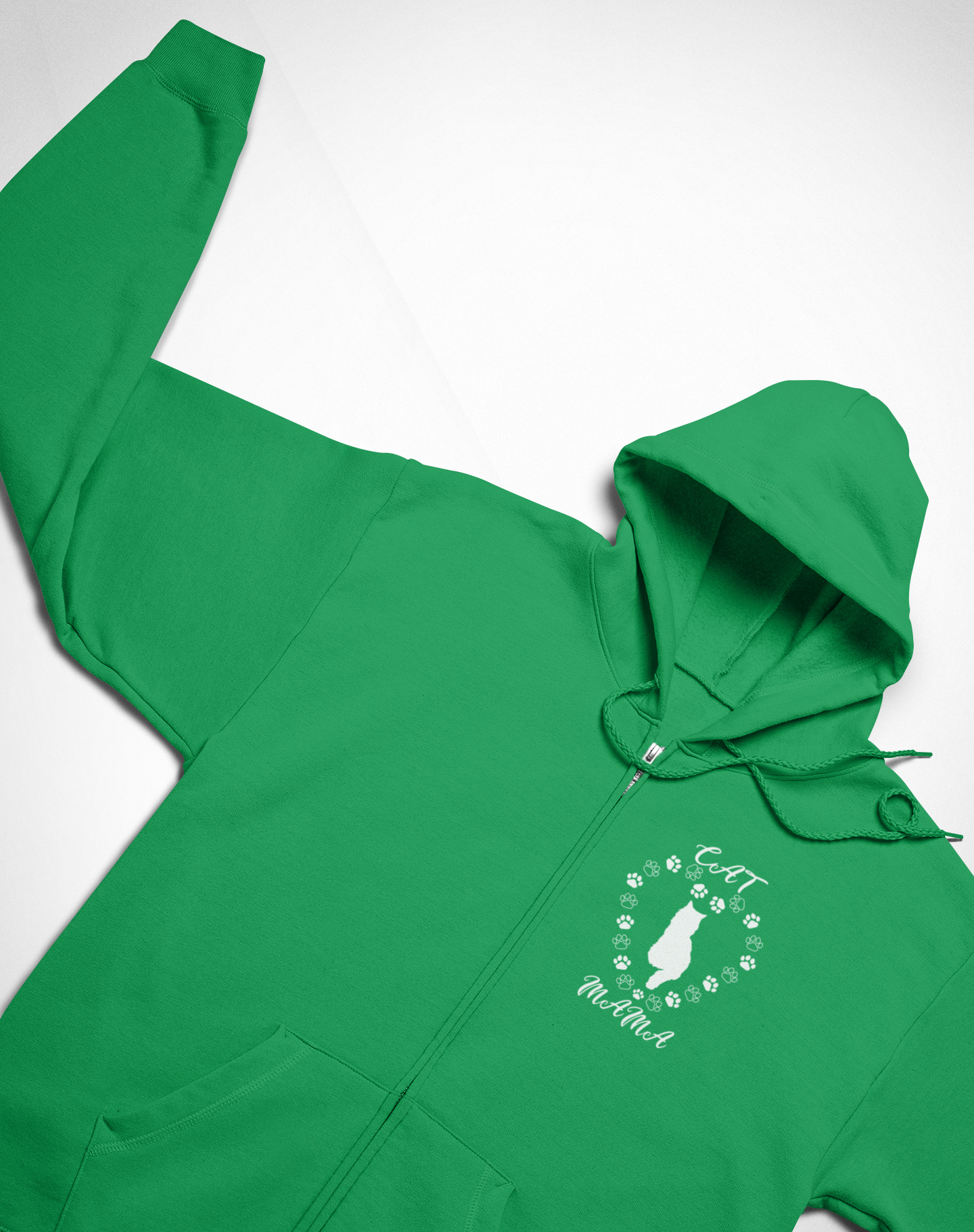 Cat Mama White Full Zip Hoodie