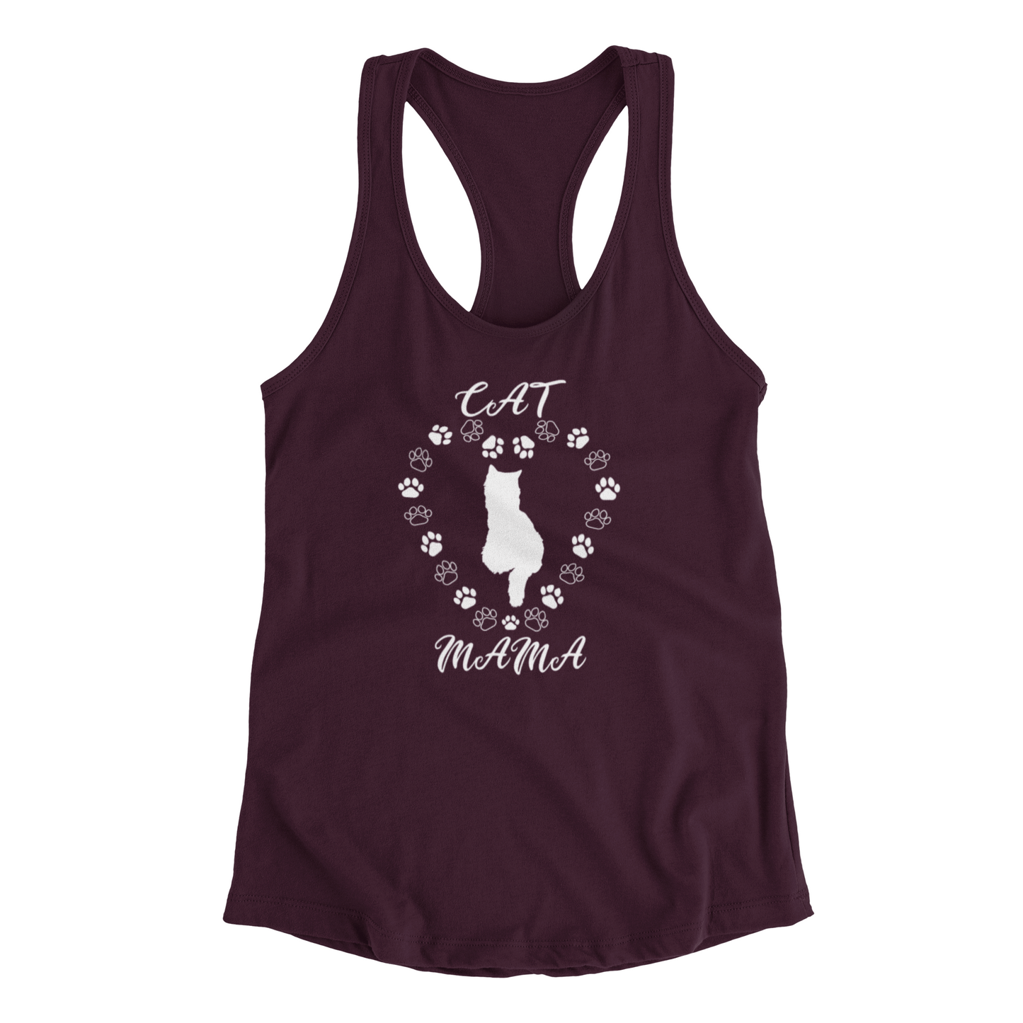 Cat Mama White Women's Racerback Tank Top