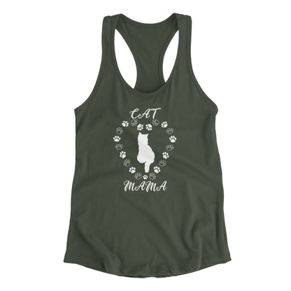 Cat Mama White Women's Racerback Tank Top