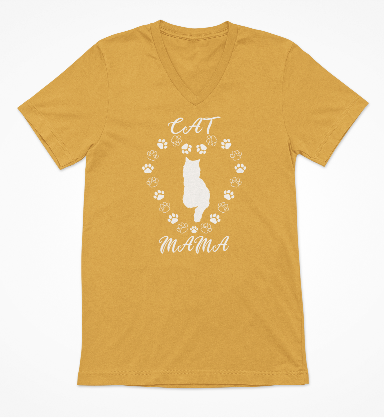 Cat Mama White Women's V-Neck T-Shirt