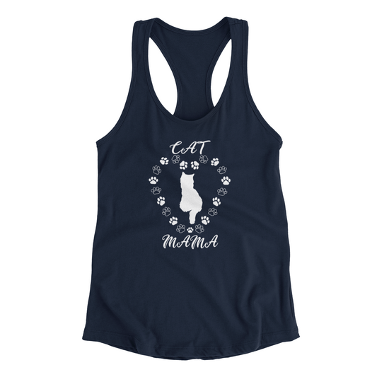 Cat Mama White Women's Racerback Tank Top