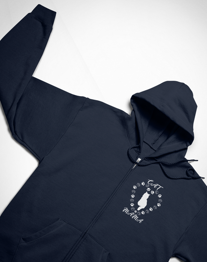 Cat Mama White Full Zip Hoodie