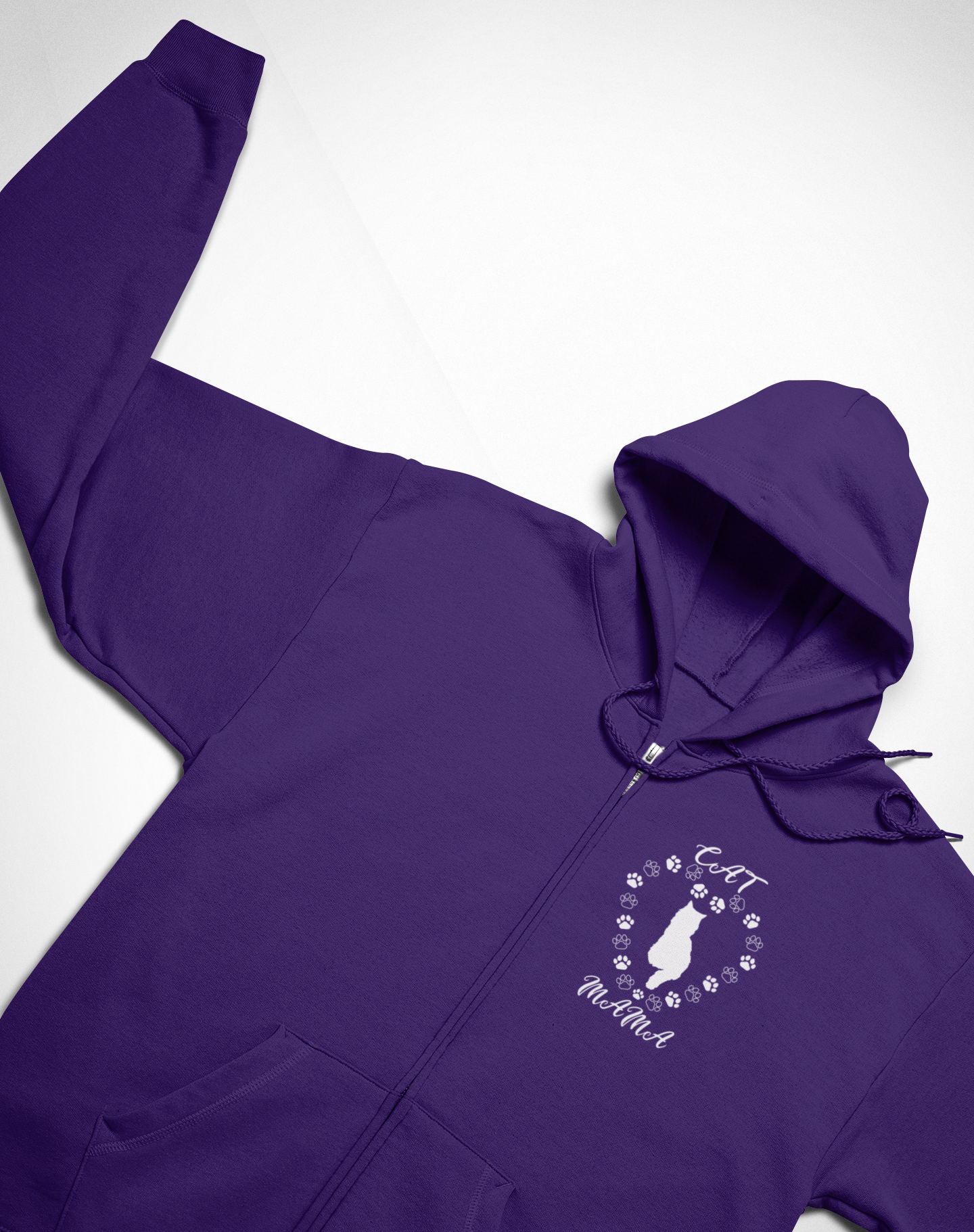 Cat Mama White Full Zip Hoodie