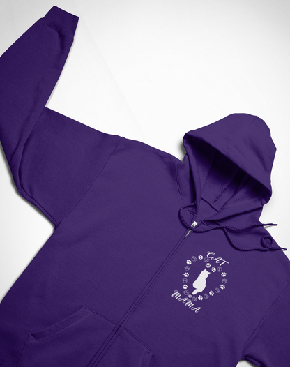 Cat Mama White Full Zip Hoodie