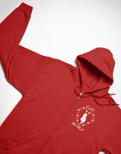 Cat Mama White Full Zip Hoodie