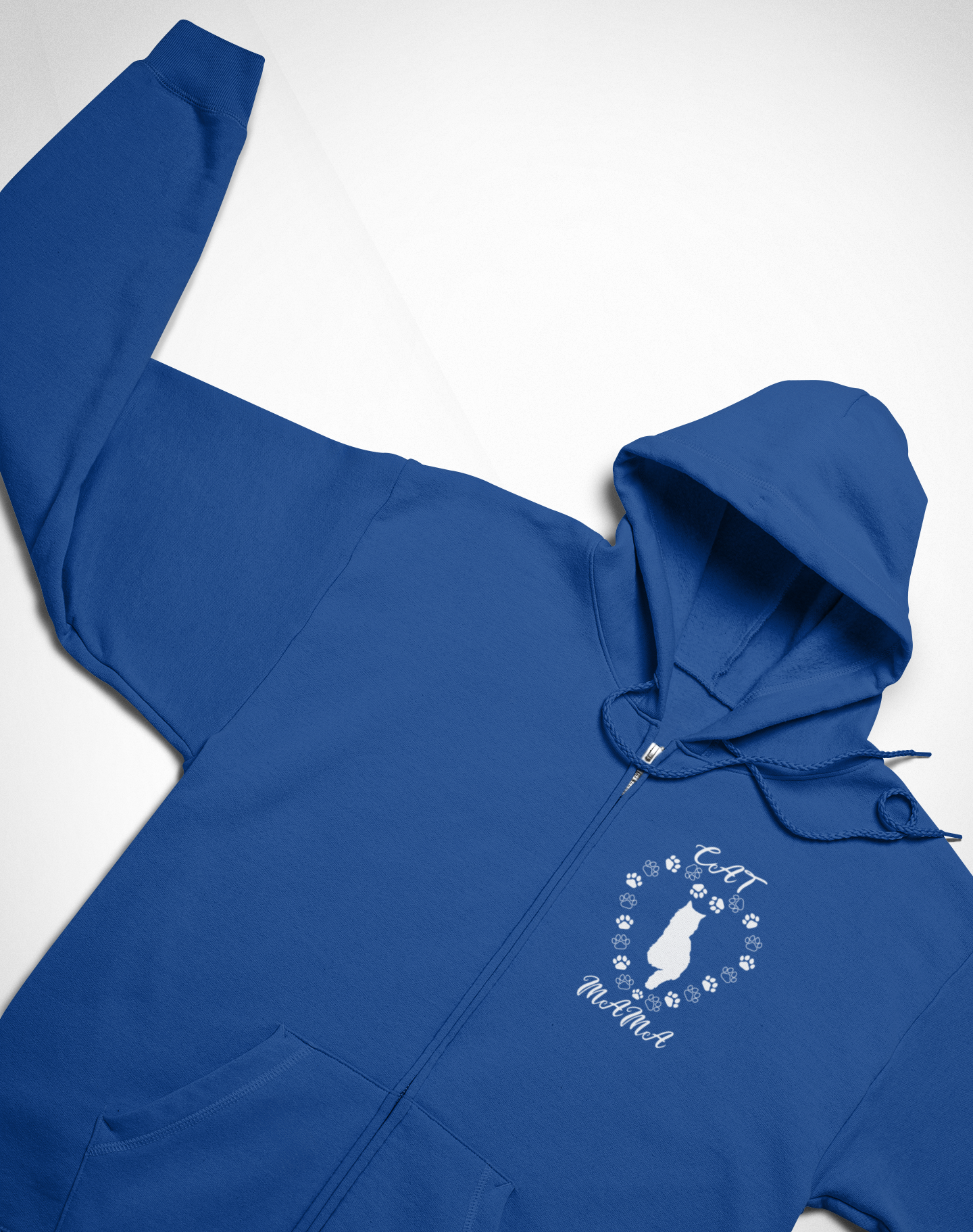 Cat Mama White Full Zip Hoodie