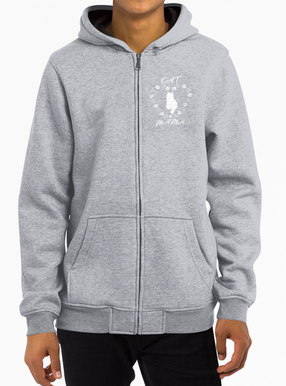 Cat Mama White Full Zip Hoodie
