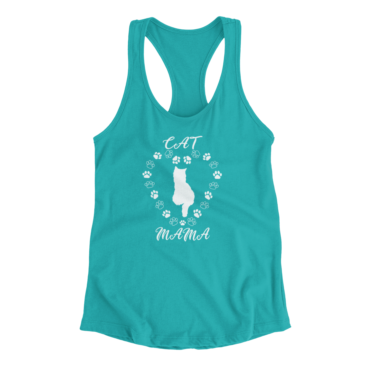 Cat Mama White Women's Racerback Tank Top