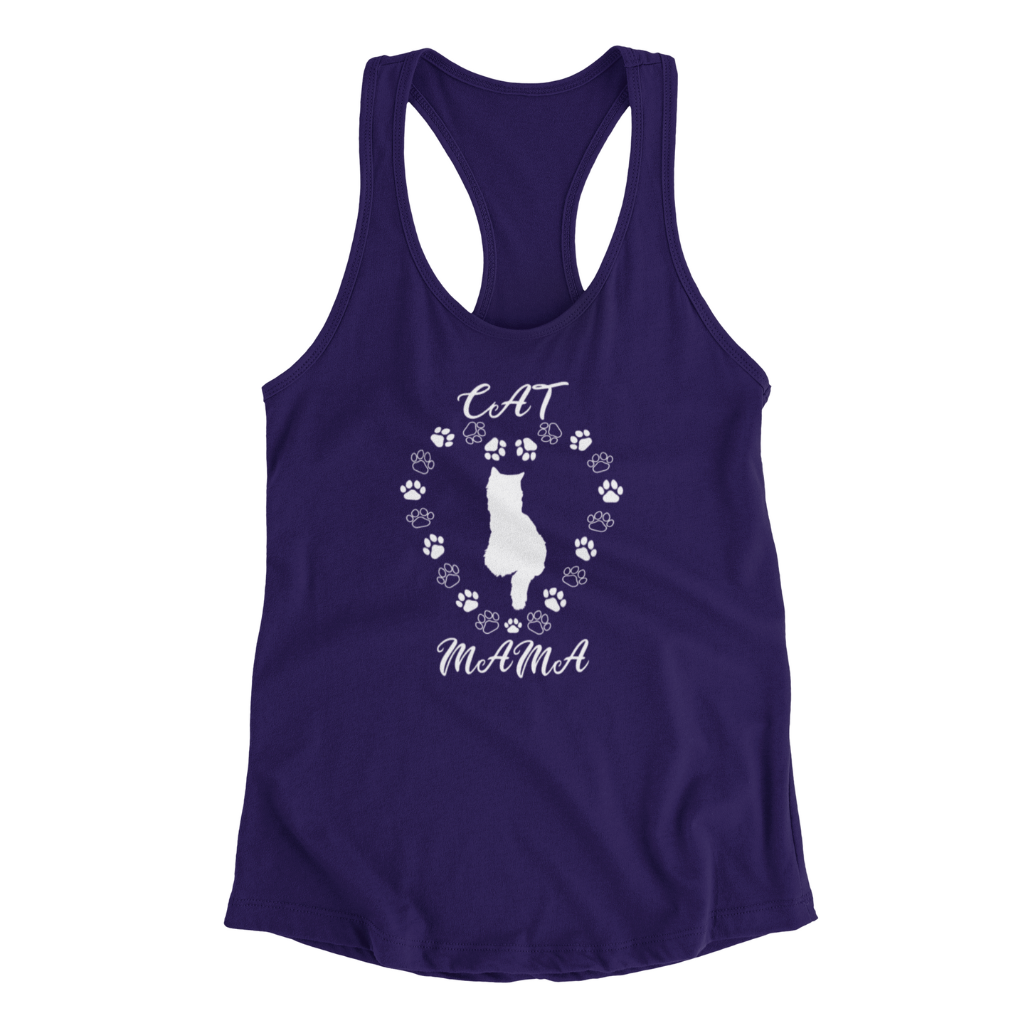 Cat Mama White Women's Racerback Tank Top
