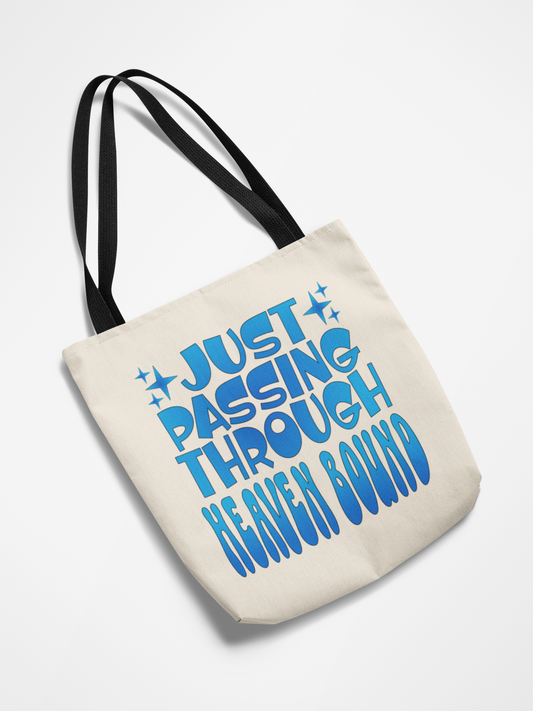 Just Passing Through-Heaven Bound Canvas Tote Bag With Black Handles