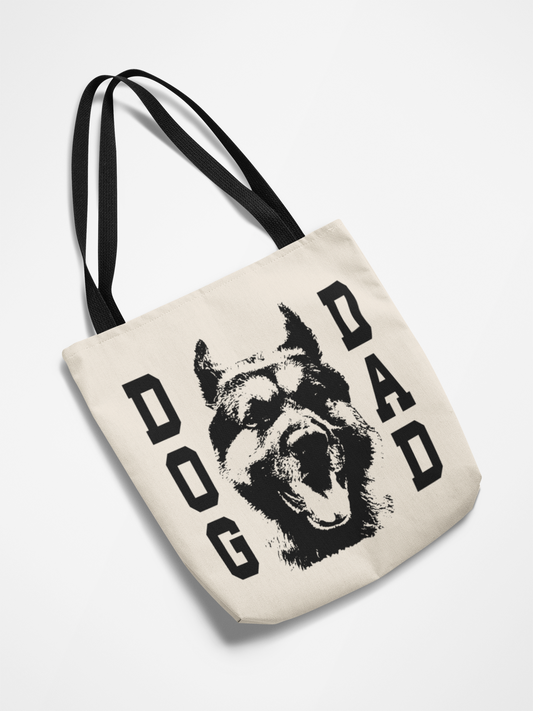Dog Dad Canvas Tote With Black Handles