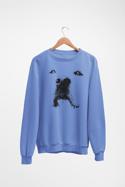 Dog Face Graphic Fleece Crew Sweatshirt