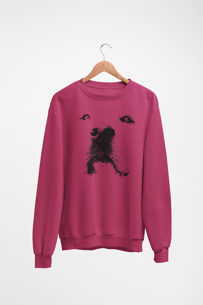 Dog Face Graphic Fleece Crew Sweatshirt