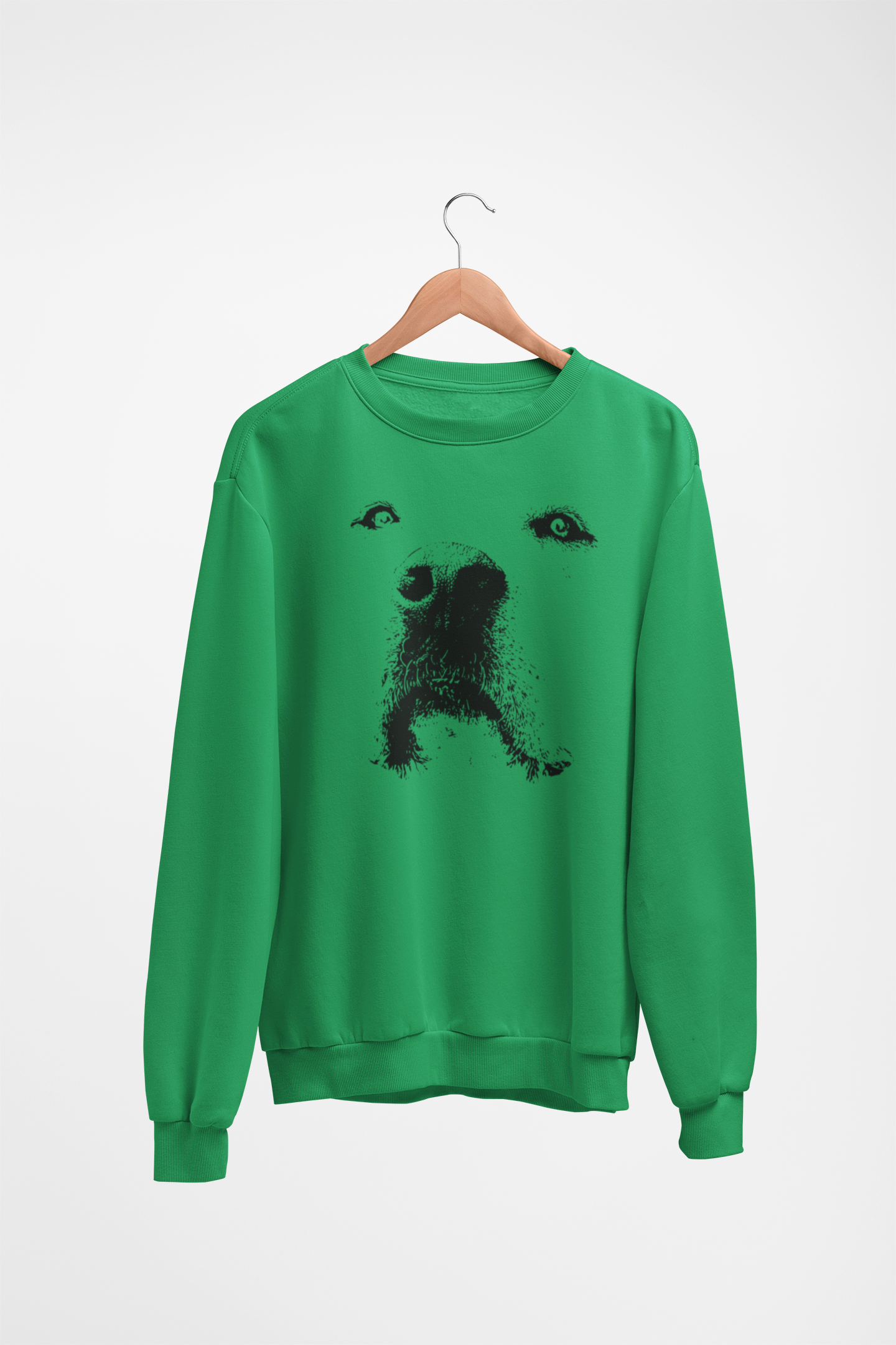 Dog Face Graphic Fleece Crew Sweatshirt