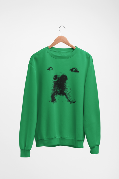 Dog Face Graphic Fleece Crew Sweatshirt