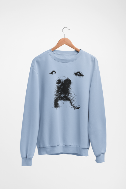 Dog Face Graphic Fleece Crew Sweatshirt