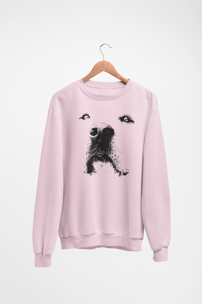 Dog Face Graphic Fleece Crew Sweatshirt