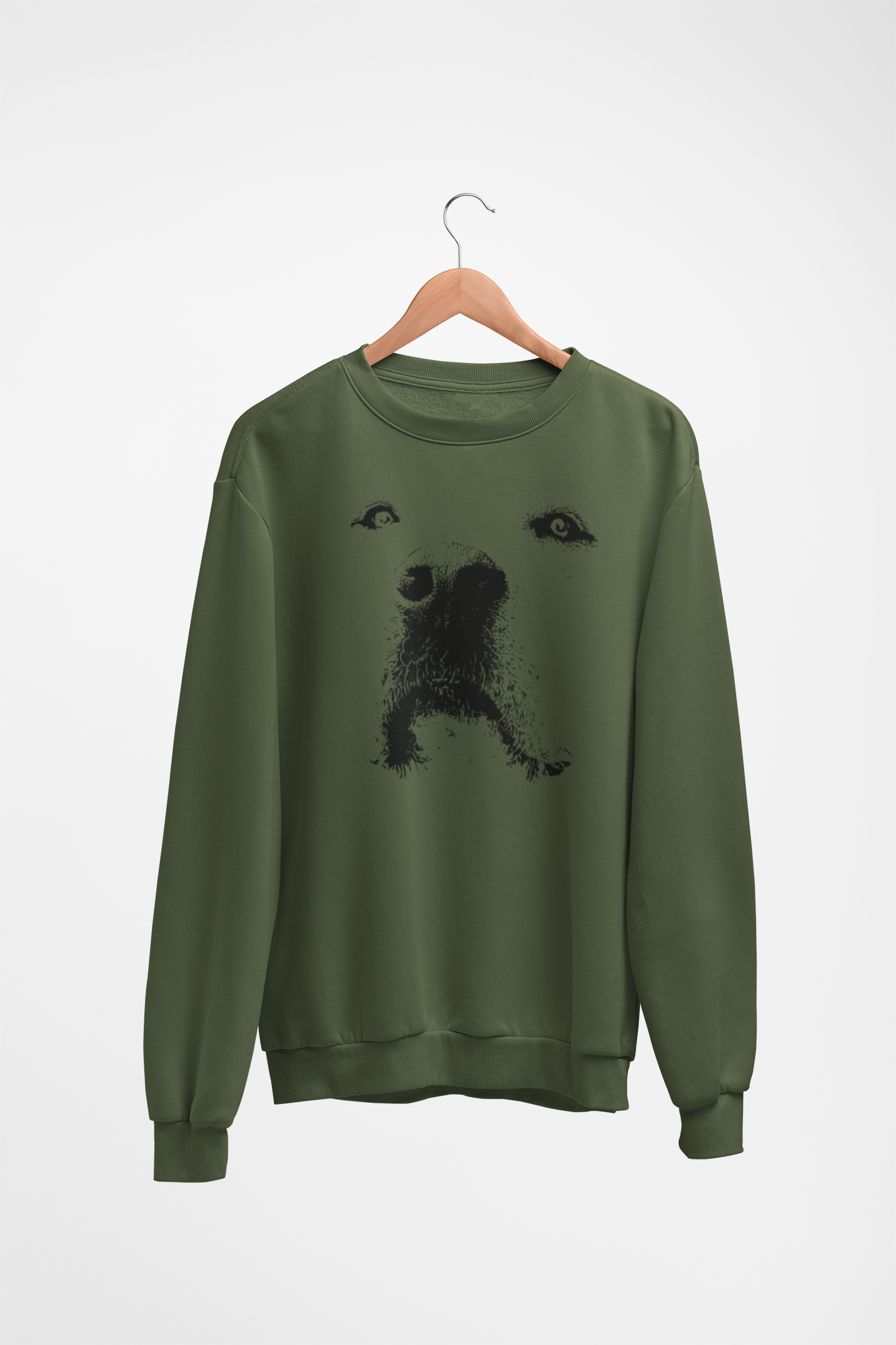 Dog Face Graphic Fleece Crew Sweatshirt