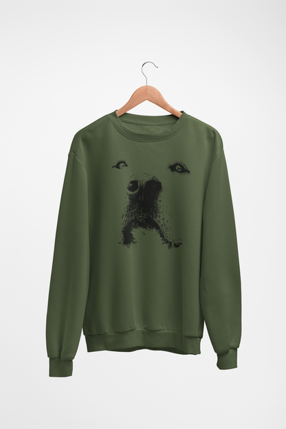 Dog Face Graphic Fleece Crew Sweatshirt